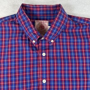 J. Press Mens Plaid Button Down Shirt Large Red Blue Trunk Club 100% Cotton L